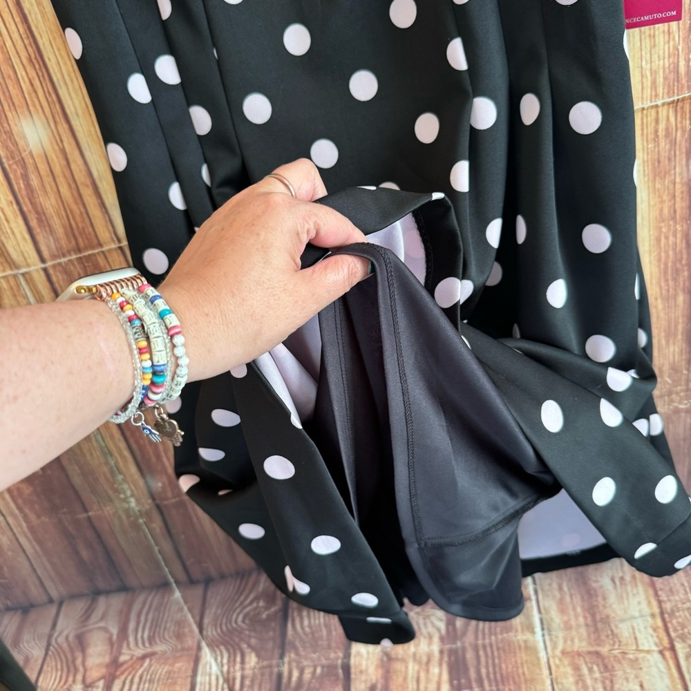 Polka Dot Sleeveless Dress - Black and White - Picture 10 of 14